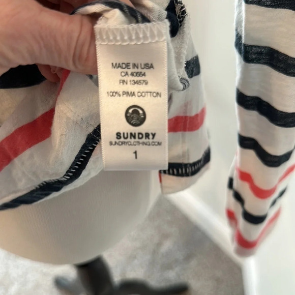 SUNDRY 100% Pima Cotton LS Tee, Size 1, Made in USA - Picture 9 of 9